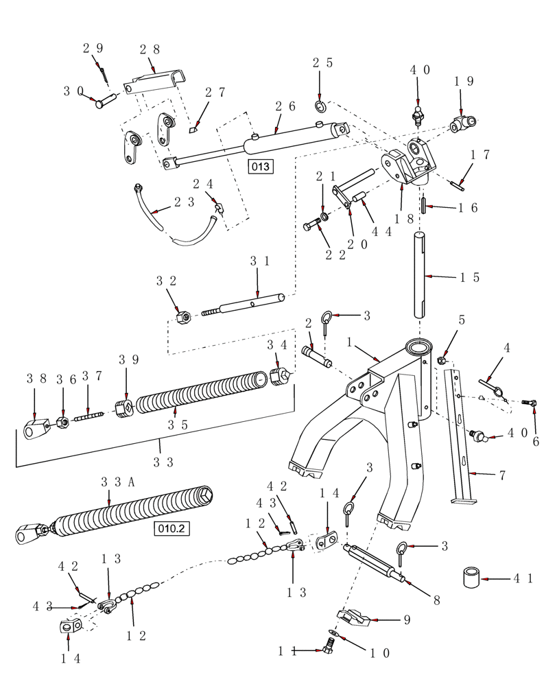 Схема запчастей Case IH MDX81 - (010) - FRAME, MAIN, MDX81 & MDX91 (58) - ATTACHMENTS/HEADERS