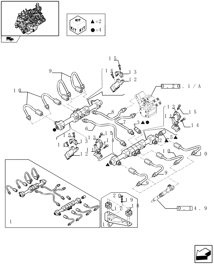 Схема запчастей Case IH FVAE2884X B200 - (0.20.3[01]) - FUEL LINES & RELATED PARTS (504064781) 