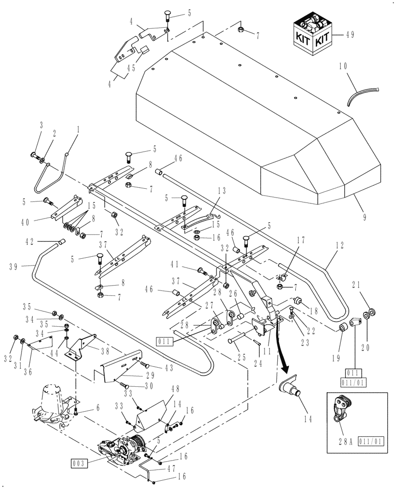 Схема запчастей Case IH MD82 - (001) - COVERS & SUPPORT (90) - PLATFORM, CAB, BODYWORK AND DECALS