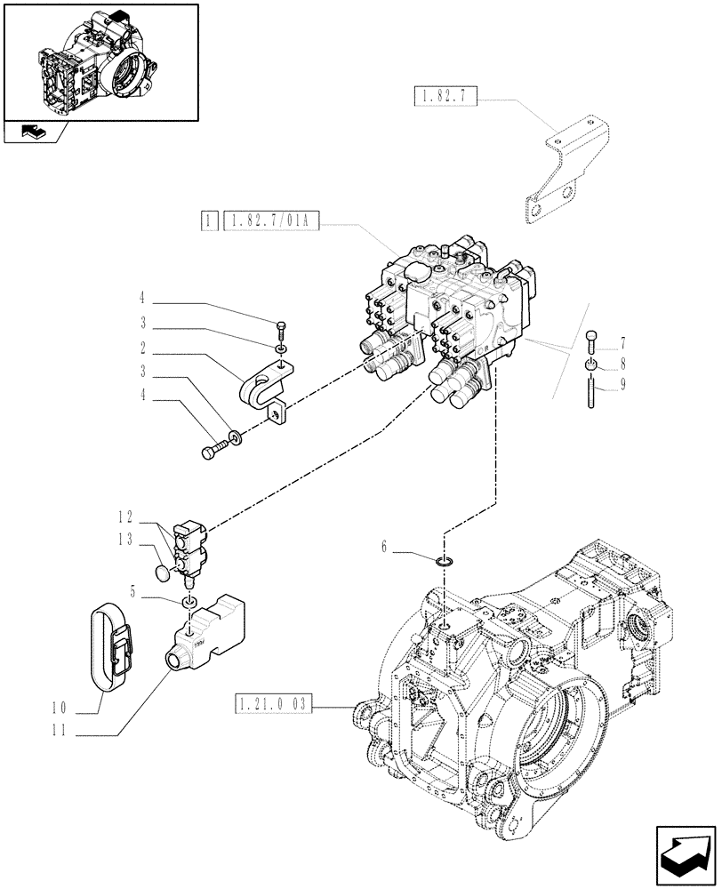 Схема запчастей Case IH PUMA 165 - (1.82.7/01) - (VAR.718) REAR ELECTRONIC REMOTE CONTROL VALVES WITH 4 ELEMENTS (07) - HYDRAULIC SYSTEM