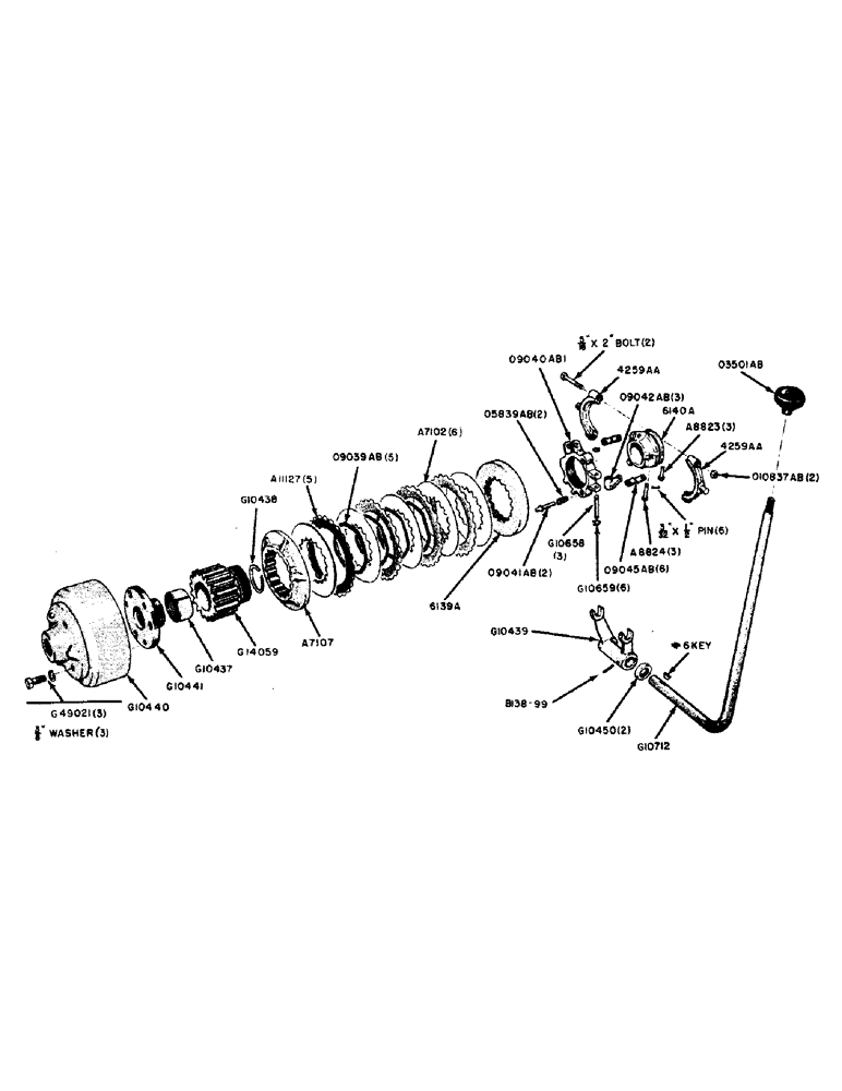 Схема запчастей Case IH 500B-SERIES - (066) - HAND CLUTCH, 510B AND 511B TRACTORS, PARTS FOR MULTIPLE PLATE CLUTCH (06) - POWER TRAIN