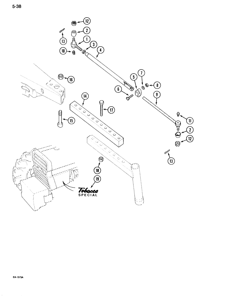Схема запчастей Case IH 995 - (5-38) - FRONT AXLE EXTENSION, TOBACCO SPECIAL (05) - STEERING