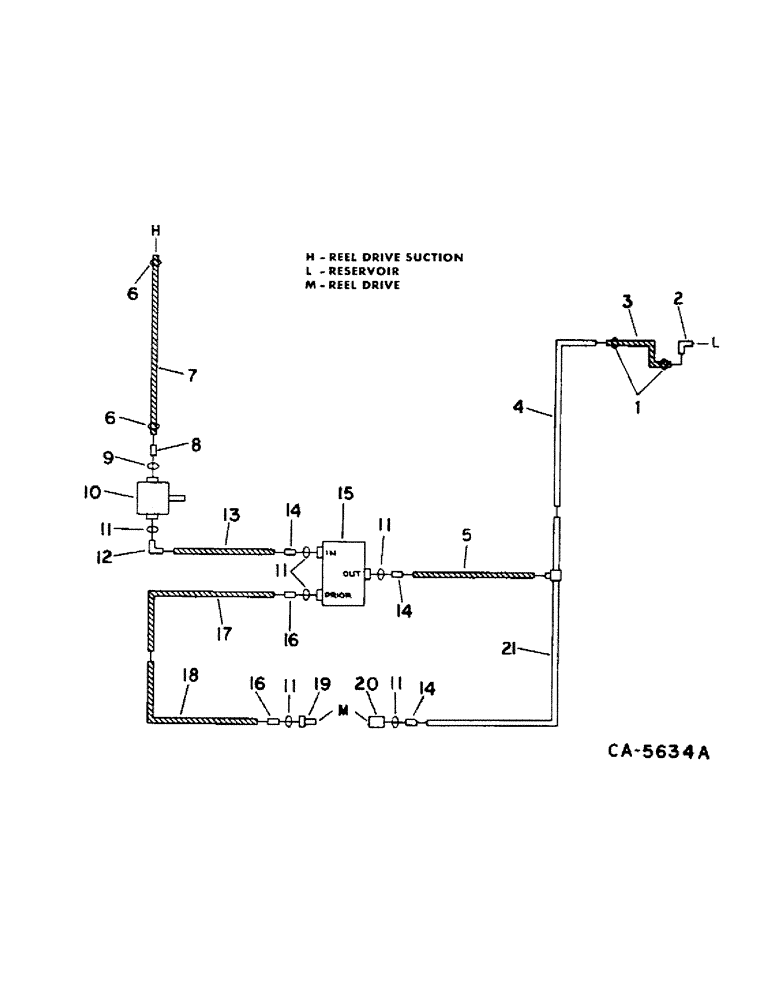 Схема запчастей Case IH 1460 - (10-17) - HYDRAULICS, REEL DRIVE DIAGRAM, S/N 22000 AND BELOW (07) - HYDRAULICS
