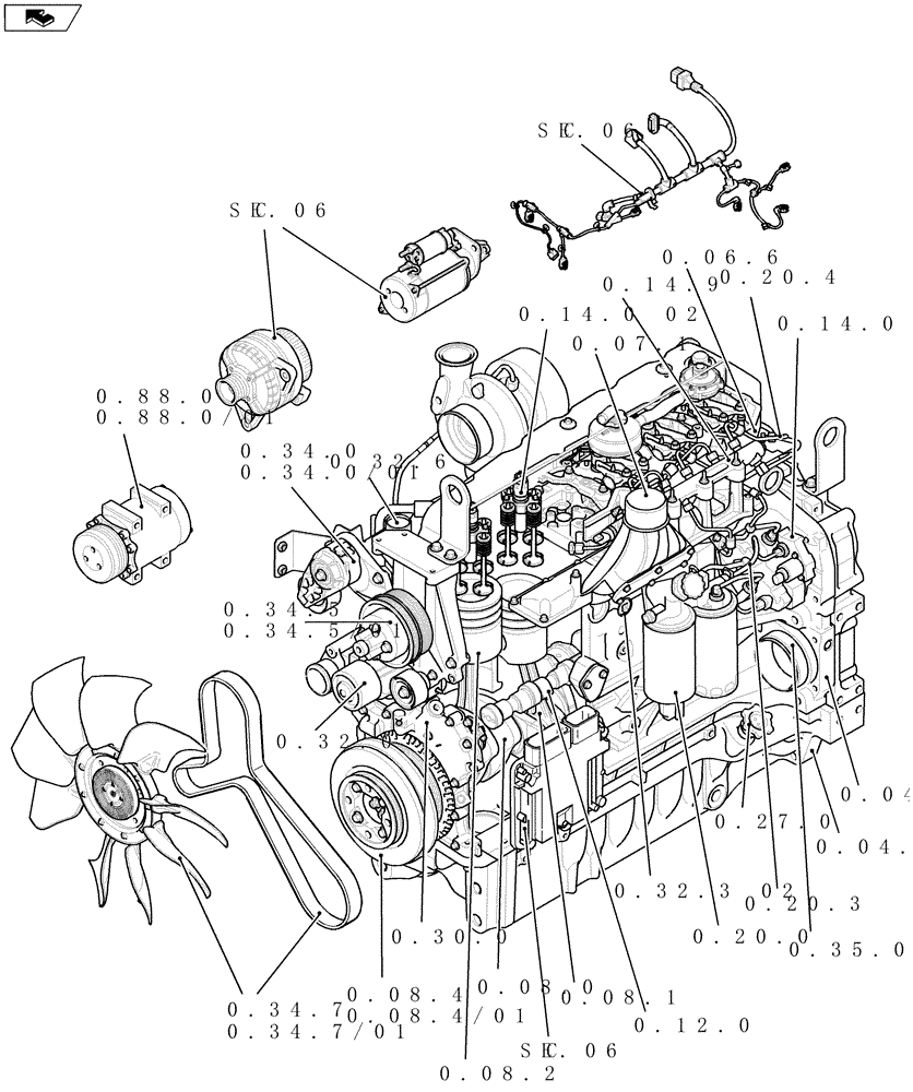 Схема запчастей Case IH PUMA 155 - (SEC. 01[01]) - ENGINE (00) - GENERAL