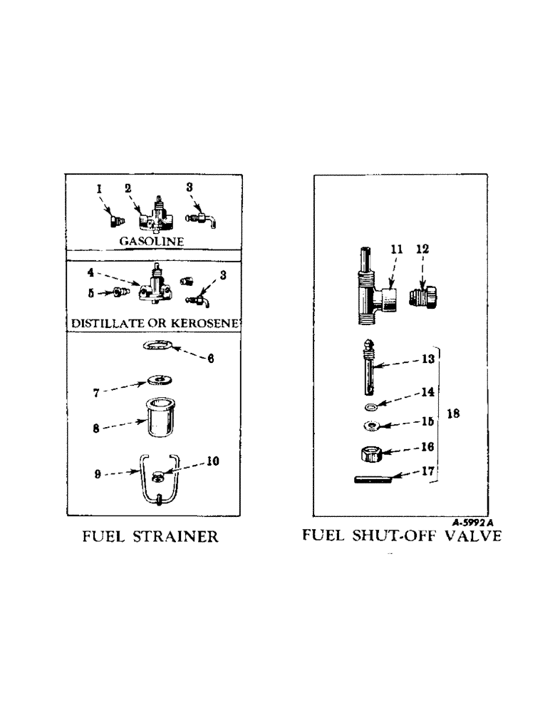 Схема запчастей Case IH SUPER M - (220) - CHASSIS, FUEL STRAINERS AND FUEL SHUT-OFF VALVES, IMPERIAL BRASS MFG. CO. (12) - CHASSIS