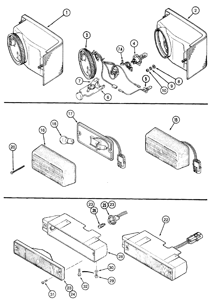 Схема запчастей Case IH 7220 - (4-036) - LAMP ASSEMBLIES, HEAD LAMP, FLASHER WARNING LAMP AND TAIL LAMP (04) - ELECTRICAL SYSTEMS