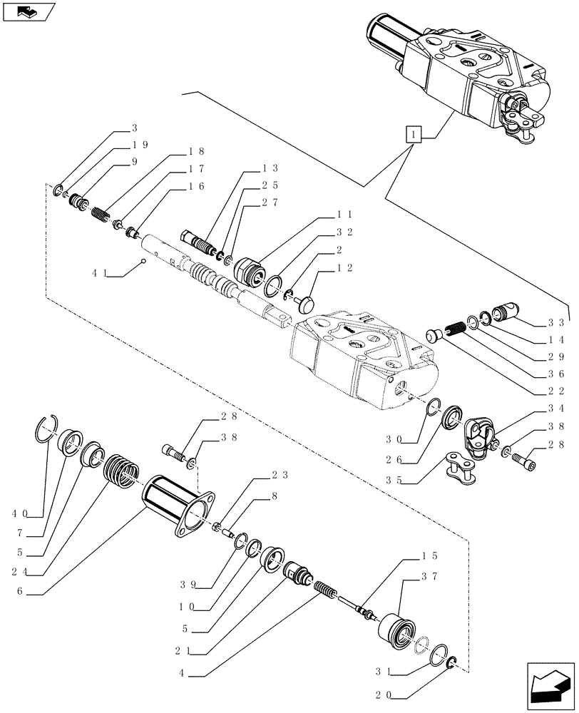 Схема запчастей Case IH FARMALL 75C - (35.204.03[03]) - REMOTE CONTROL VALVE (S/D WITH KICK-OUT) - BREAKDOWN (35) - HYDRAULIC SYSTEMS