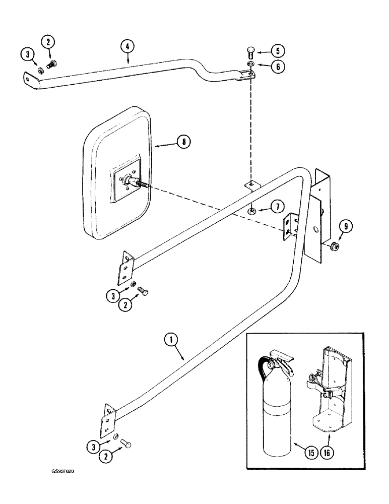 Схема запчастей Case IH 1670 - (9G-44) - REAR VIEW MIRROR, LEFT HAND (10) - CAB & AIR CONDITIONING