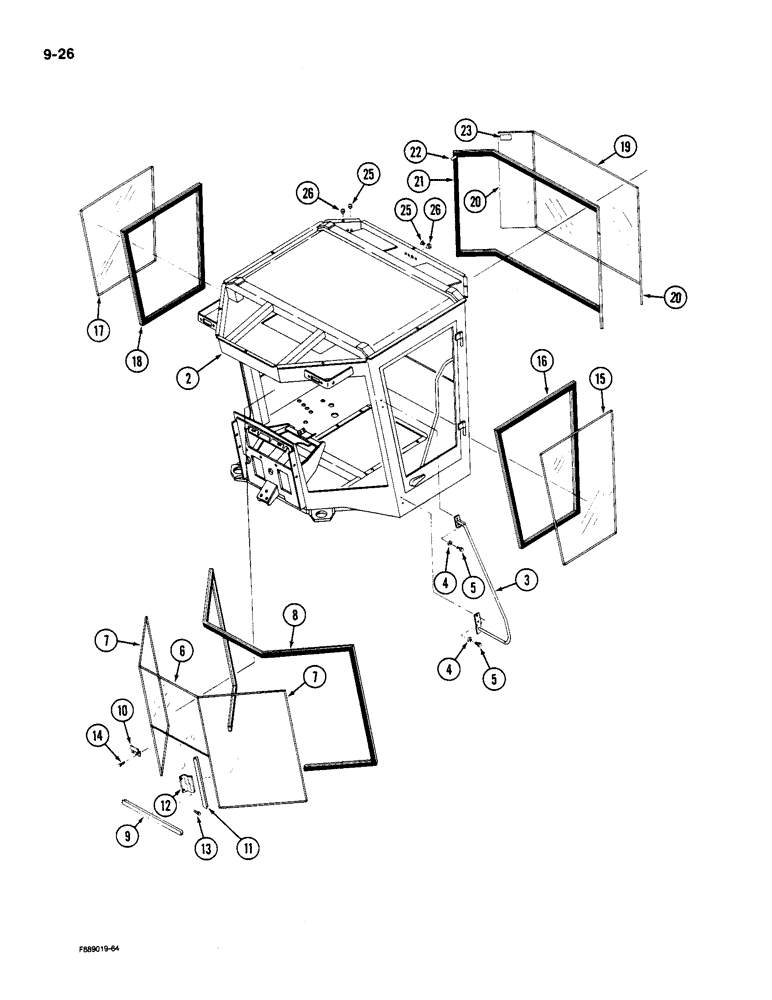 Схема запчастей Case IH 9180 - (9-026) - CAB AND WINDOWS (09) - CHASSIS/ATTACHMENTS