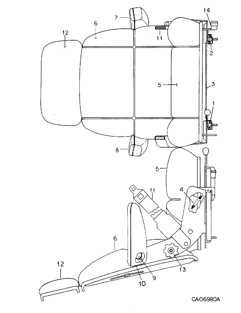 Схема запчастей Case IH 3788 - (13-12) - SUPERSTRUCTURE, SEAT, DELUXE HYDRAULIC, SEARS (05) - SUPERSTRUCTURE