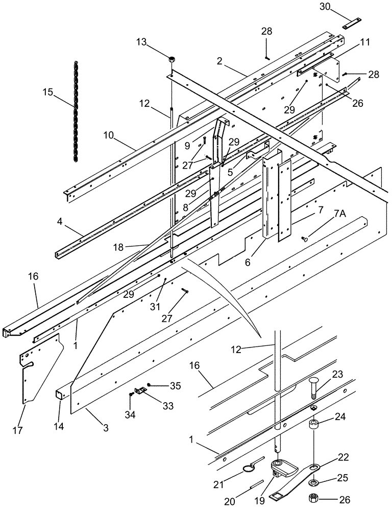 Схема запчастей Case IH CPX420 - (09D-05) - LID - BASKET - LEFT HAND WALL (16) - BASKET