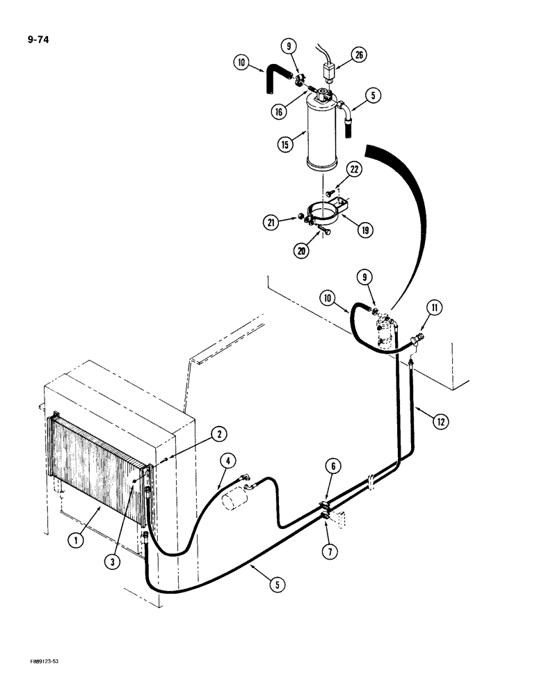 Схема запчастей Case IH 9190 - (9-74) - AIR CONDITIONING, CONDENSER, RECEIVER-DRIER AND PLUMBING (09) - CHASSIS/ATTACHMENTS