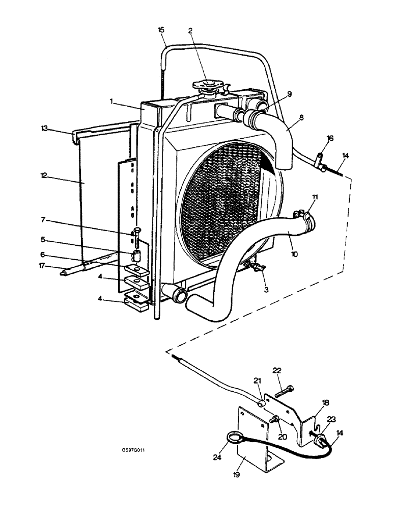 Схема запчастей Case IH 1212 - (2-02) - RADIATOR AND BLIND (02) - ENGINE