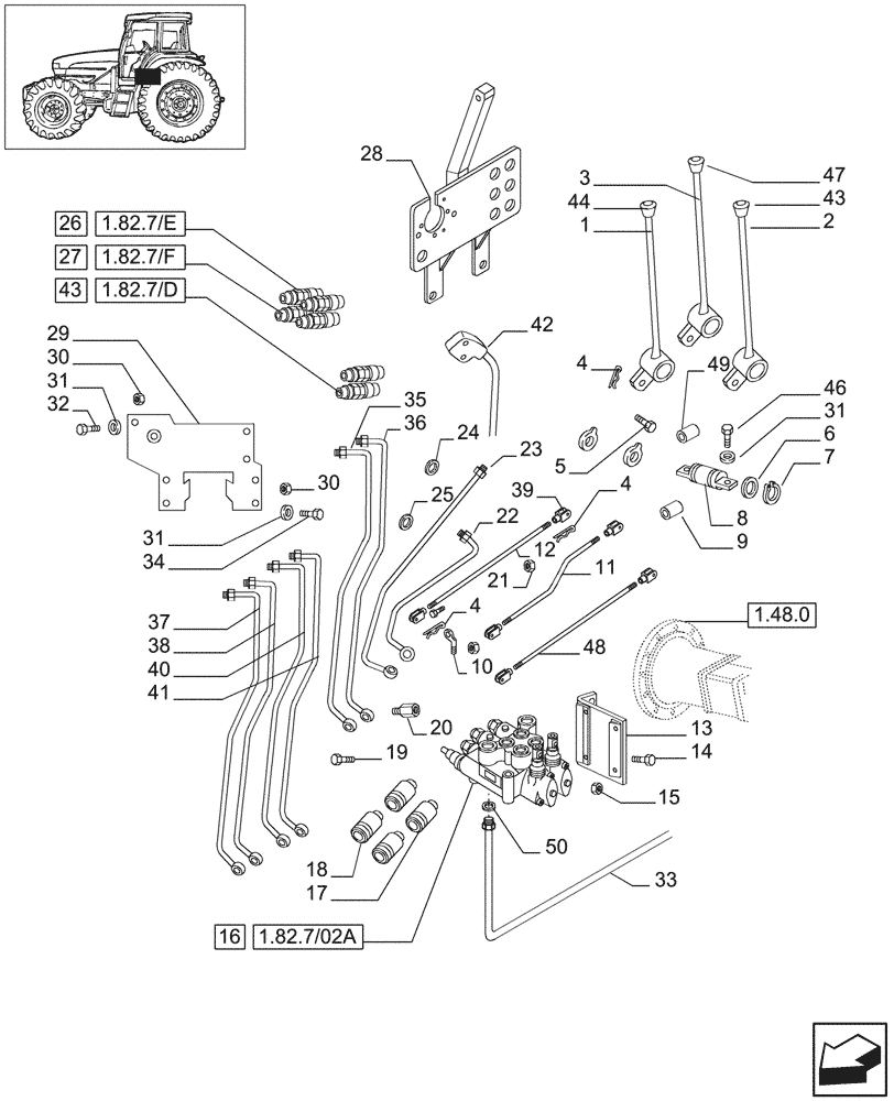 Схема запчастей Case IH JX75 - (1.82.7/02) - (VAR.368) 2 CONTROL VALVES (1 S/D + 1 DOUBLE ACTING) (07) - HYDRAULIC SYSTEM