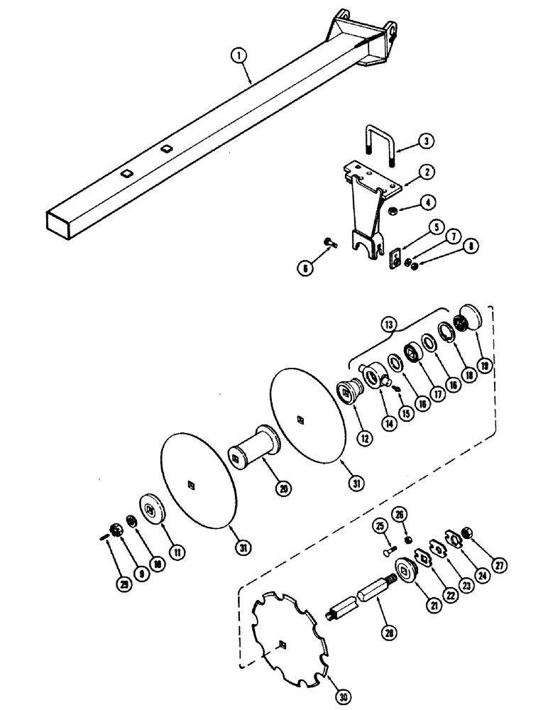 Схема запчастей Case IH E30 - (086) - REAR RIGHT WING GANG, 10-1/2 INCH (266.7 MM) SPACING, MODEL 11-339 