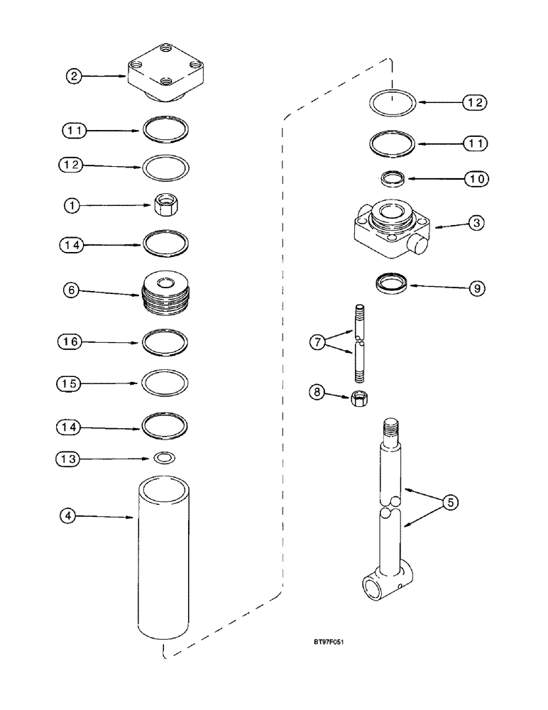 Схема запчастей Case IH 955 - (8-107A) - HYDRAULIC CYLINDER - 248547A1, 3-1/4 ID X 7-1/4 INCH STROKE (TIE ROD TYPE) CARRYING WHEEL (08) - HYDRAULICS