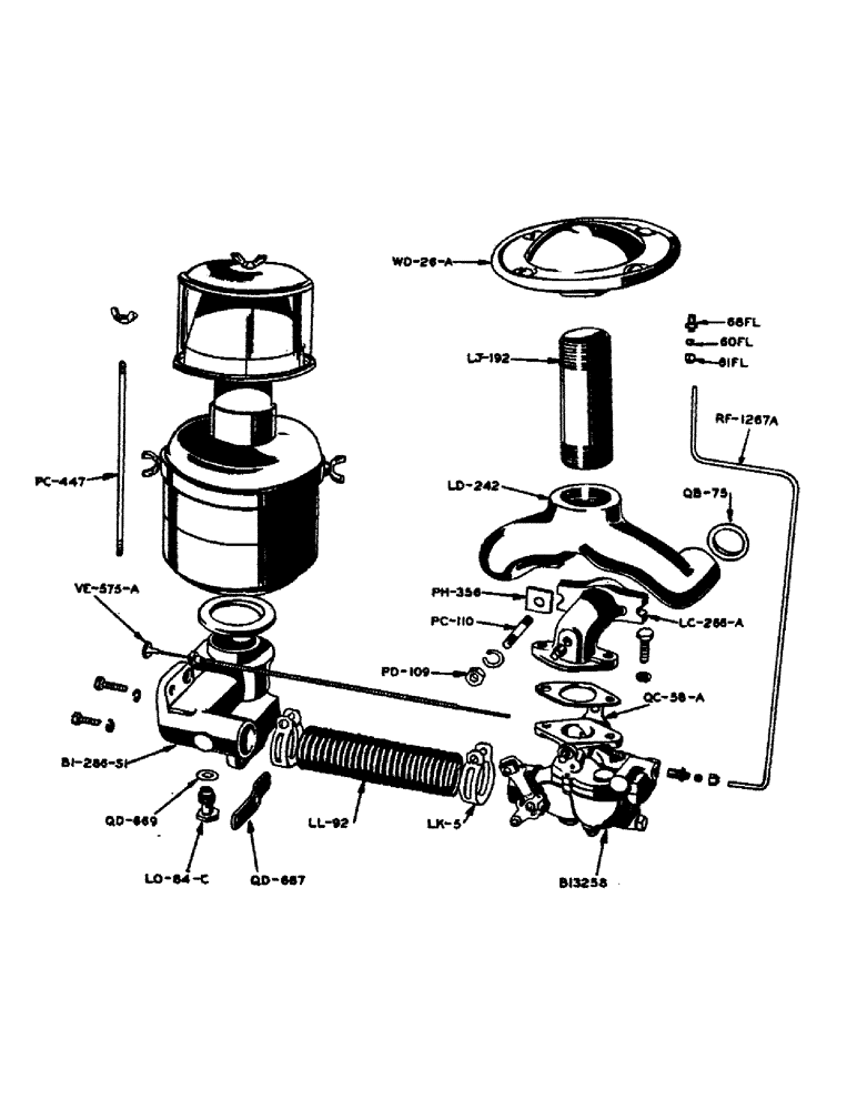 Схема запчастей Case IH 130 - (44) - CARBURETOR, MANIFOLD AND AIR CLEANER 