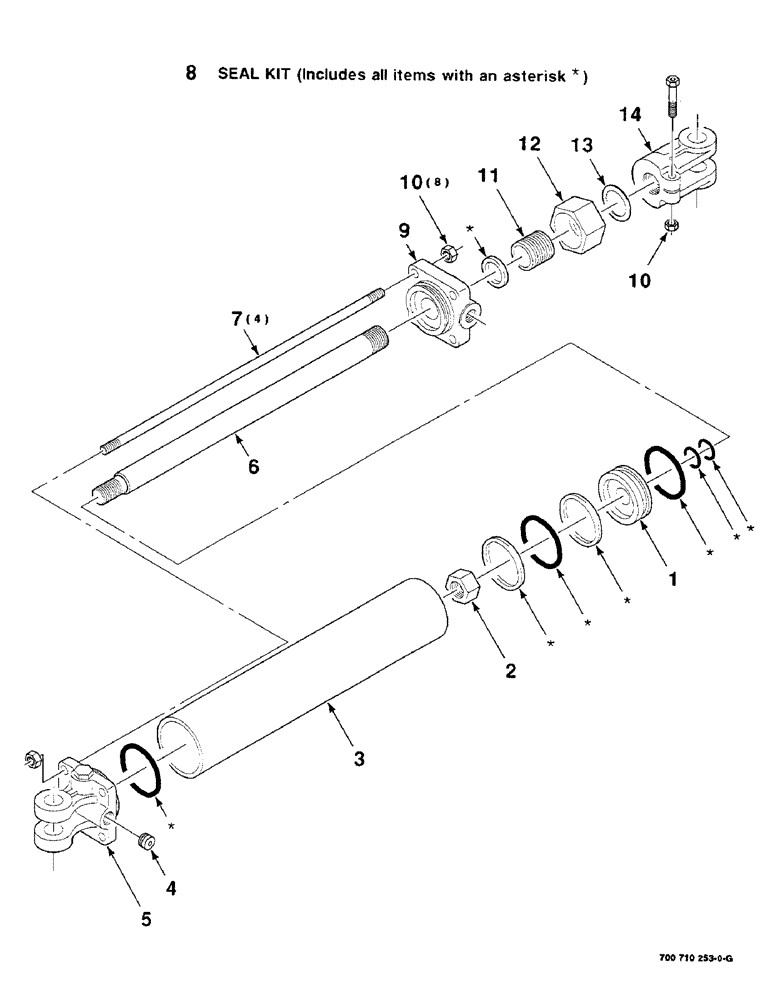 Схема запчастей Case IH 8220 - (8-14) - HYD. CYLINDER ASSY., WHEEL CONTROL, 700710253 HYD. CYL. ASSY. COMPLETE, 2 INCH BORE X 10 INCH STROKE (35) - HYDRAULIC SYSTEMS