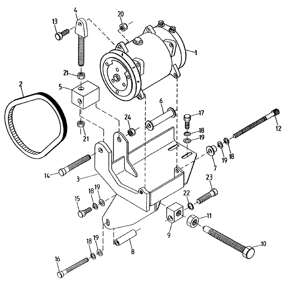 Схема запчастей Case IH 7700 - (A06[15A]) - AIR CONDITIONER COMPRESSOR/MOUNT/BELT {108} Mainframe & Functioning Components