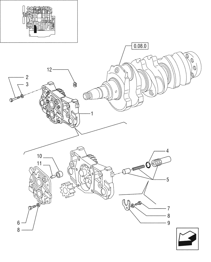 Схема запчастей Case IH JX95 - (0.30.0/04[02]) - OIL PUMP - TIER 1 ENGINE (01) - ENGINE
