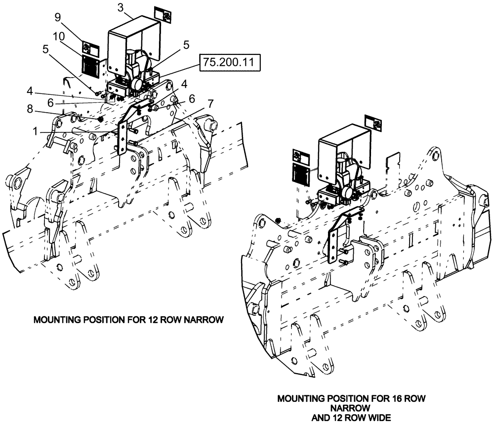 Схема запчастей Case IH 1230 - (75.200.10) - PNEUMATIC DOWN PRESSURE - AIR PUMP ASSEMBLY, 12RW, 12RN AND 16RN MOUNTED STACKERS (75) - SOIL PREPARATION