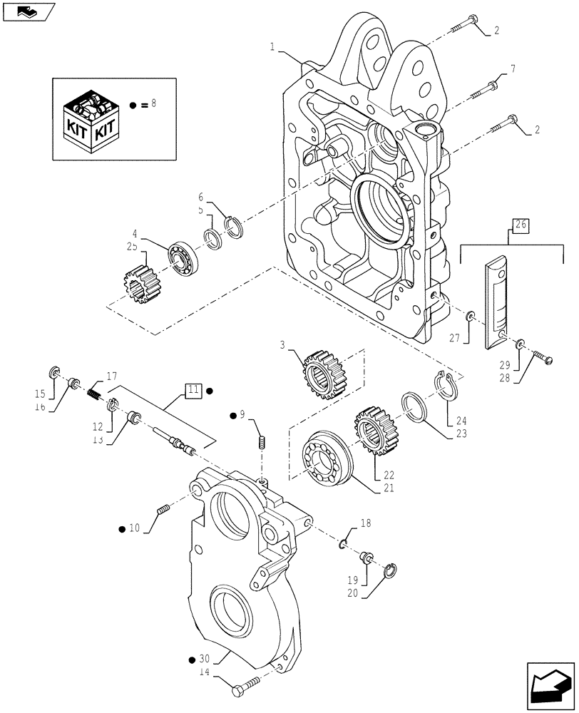 Схема запчастей Case IH PUMA 130 - (31.116.03) - VAR - 332801, 332805, 390801 - PTO 540/750/1000 RPM & 540E/1000/1000E RPM - HOUSING, GEARS & SUPPORT (31) - IMPLEMENT POWER TAKE OFF