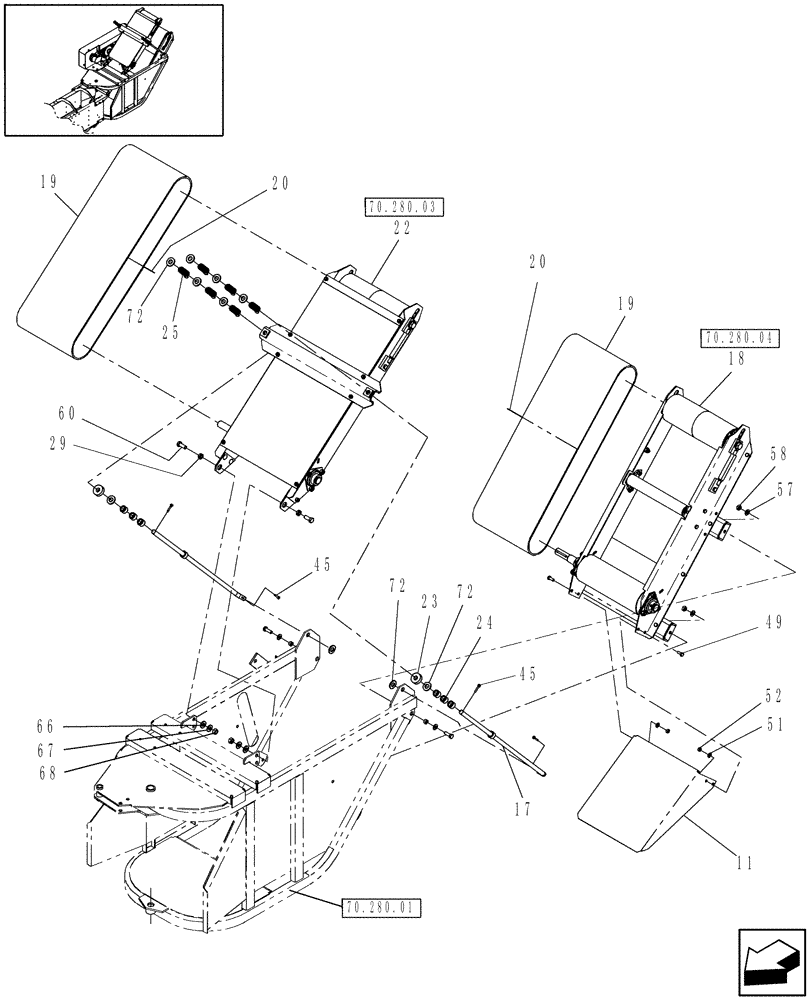 Схема запчастей Case IH BTX11 - (70.280.02) - APRON, UPPER & LOWER (70) - EJECTION