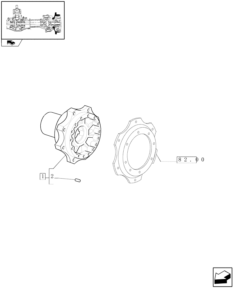 Схема запчастей Case IH FARMALL 90 - (1.40.0/03) - 4WD FRONT AXLE - HUB (04) - FRONT AXLE & STEERING