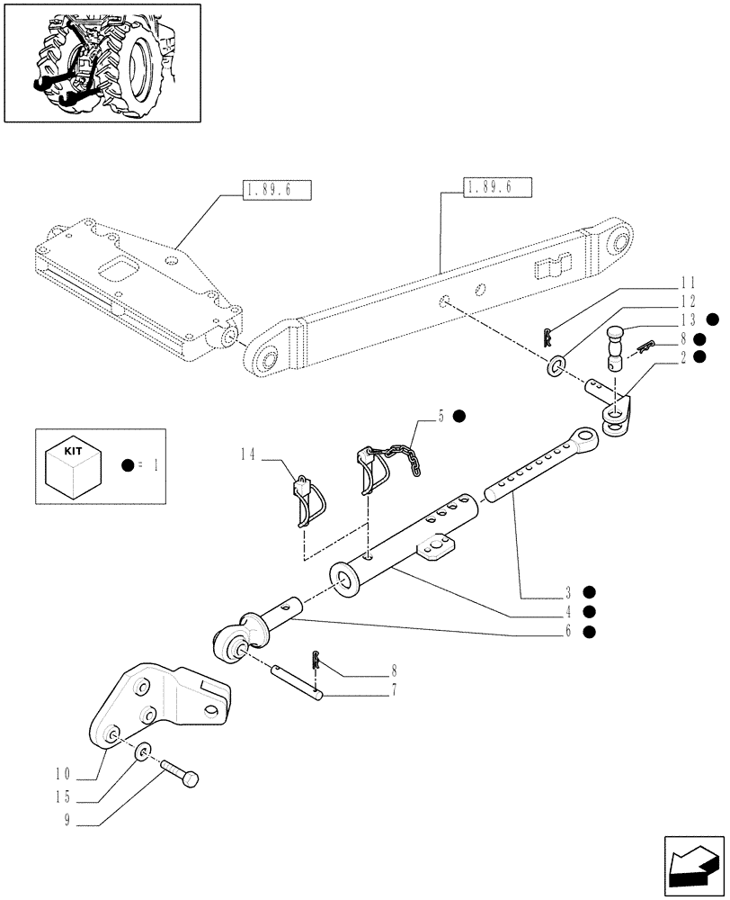 Схема запчастей Case IH JX60 - (1.89.9/02[01]) - (VAR.904) 2 PIN TYPE TELESCOPIC STABILIZERS - C6950 (09) - IMPLEMENT LIFT