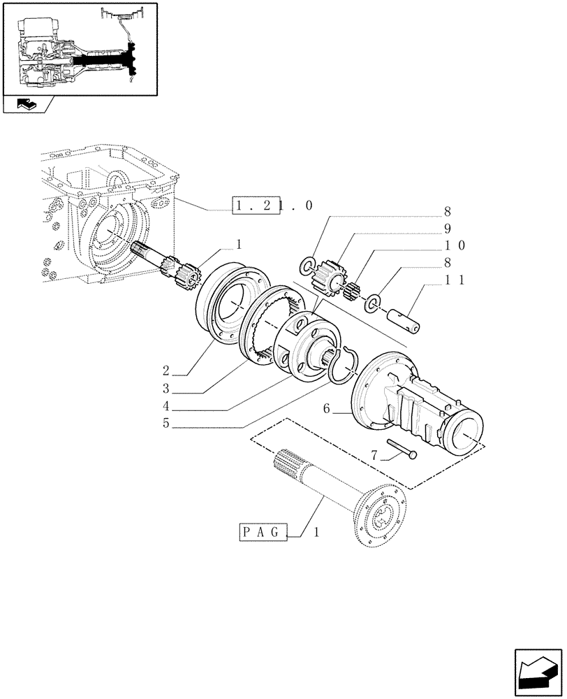 Схема запчастей Case IH FARMALL 75C - (1.48.1[03]) - FINAL DRIVE, GEARS AND SHAFTS (05) - REAR AXLE