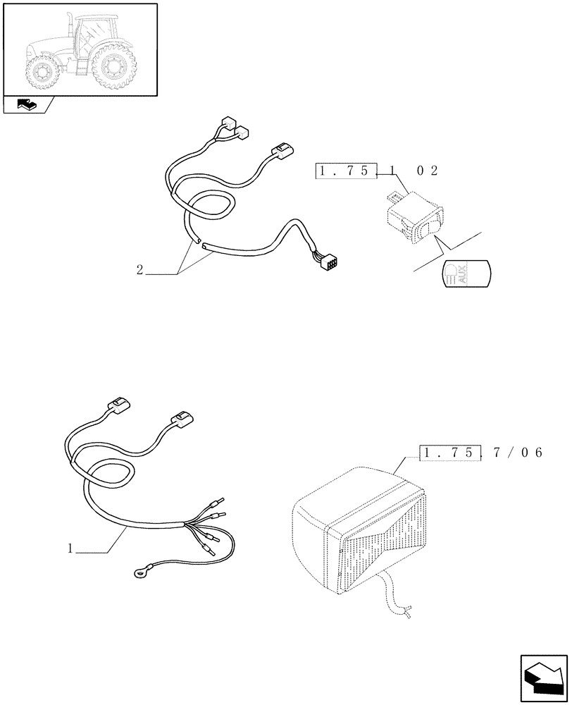 Схема запчастей Case IH PUMA 165 - (1.75.4/15) - (VAR.126-127/1) HIGH LEVEL ROAD LIGHTING PACKAGE - CABLES (06) - ELECTRICAL SYSTEMS
