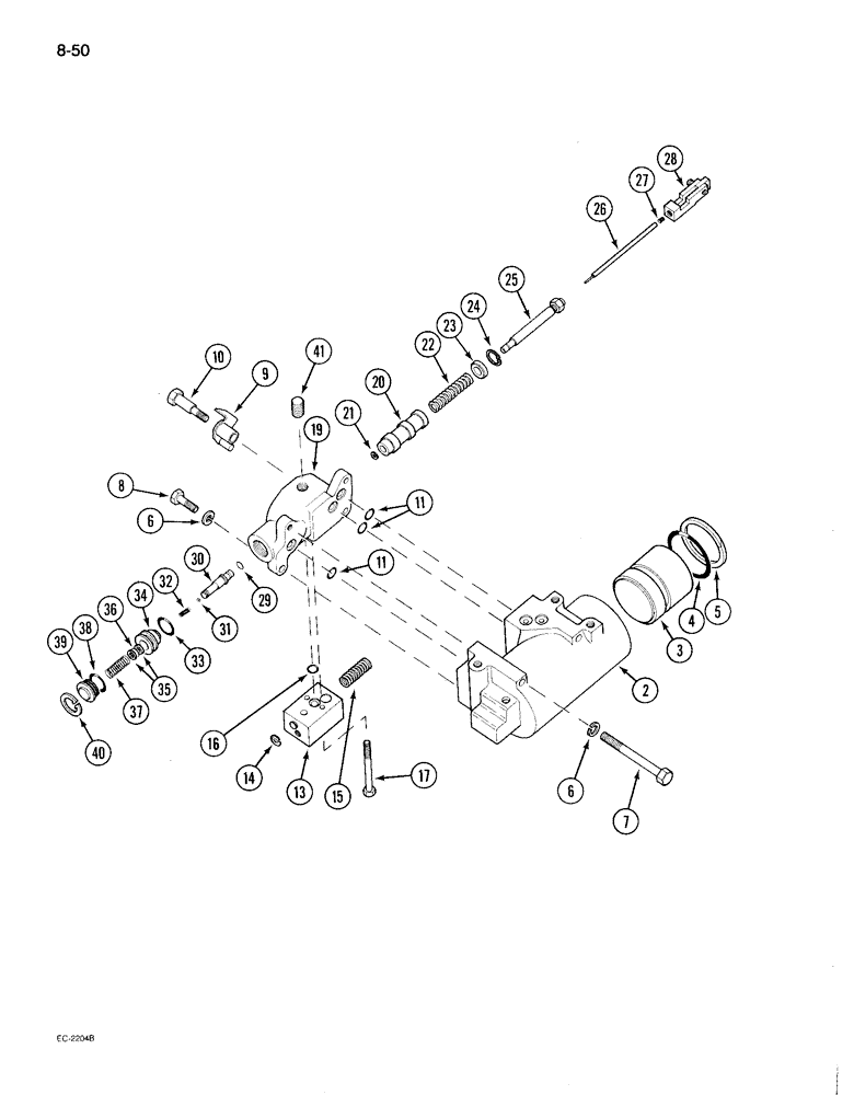 Схема запчастей Case IH 895 - (8-50) - DRAFT CONTROL, CYLINDER AND VALVE ASSEMBLY (08) - HYDRAULICS