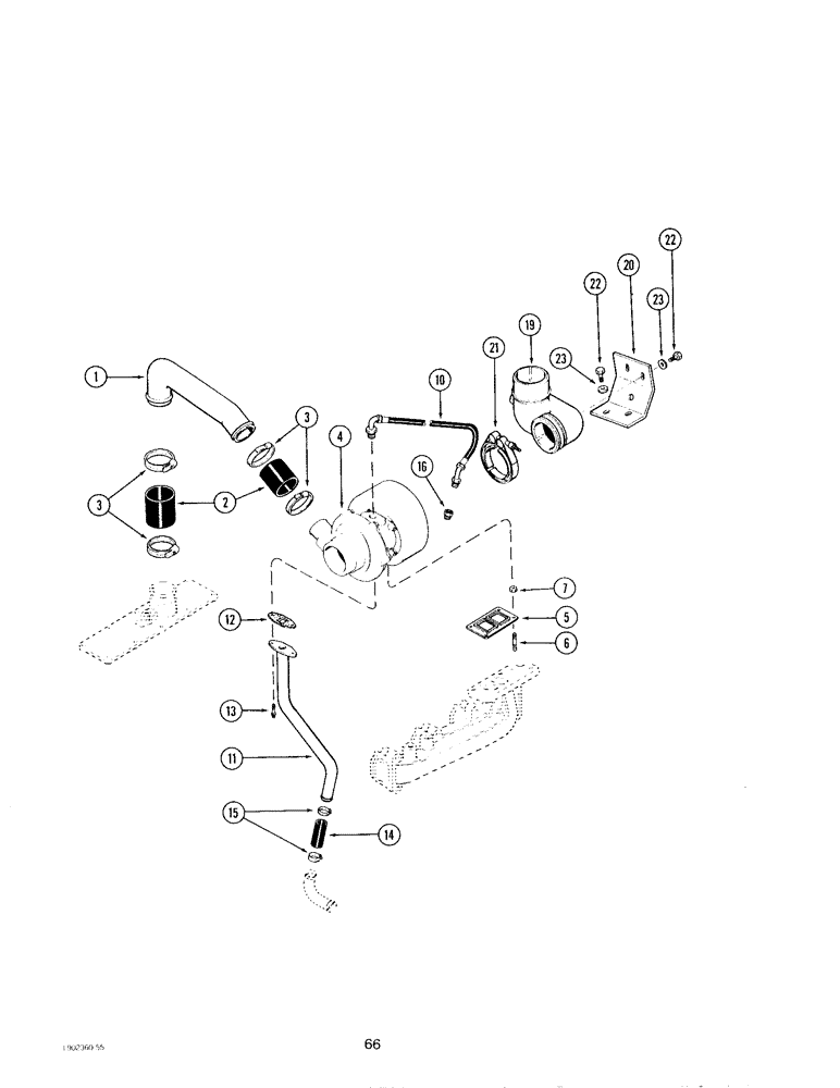 Схема запчастей Case IH 4390T - (066) - TURBOCHARGER SYSTEM, 4T-390 ENGINE 