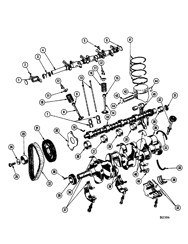 Схема запчастей Case IH 1060 - (352) - ROCKER ASSEMBLIES AND VALVES, CHRYSLER H-318 ENGINE (10) - ENGINE
