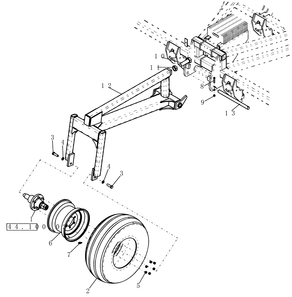 Схема запчастей Case IH 800 - (39.100.31) - 15 WING FRAME TRAILING WHEEL (39) - FRAMES AND BALLASTING