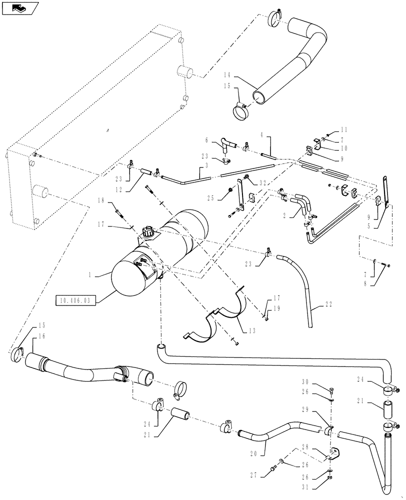 Схема запчастей Case IH 8230 - (10.406.02) - COOLANT CIRCUIT 82/9230 T2/T4 (10) - ENGINE