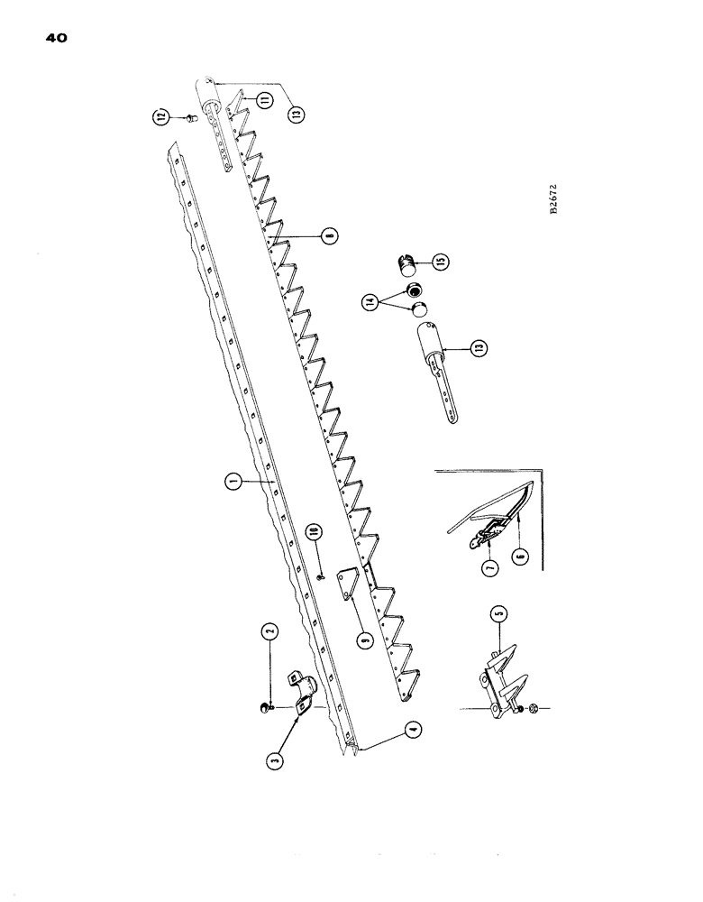 Схема запчастей Case IH 1660 - (040) - SICKLE AND CUTTER BAR, 14 FT., BEFORE S/N 8334601 (58) - ATTACHMENTS/HEADERS
