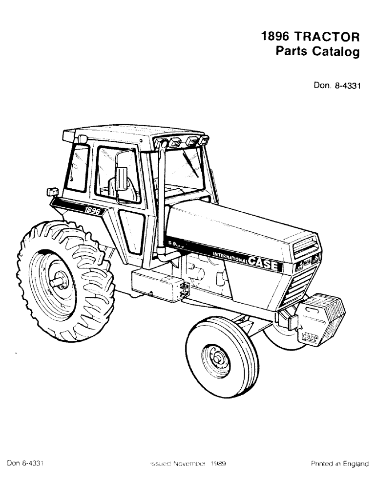 Схема запчастей Case IH 1896 - (1-01) - 1896 TRACTOR PARTS CATALOG (00) - PICTORIAL INDEX