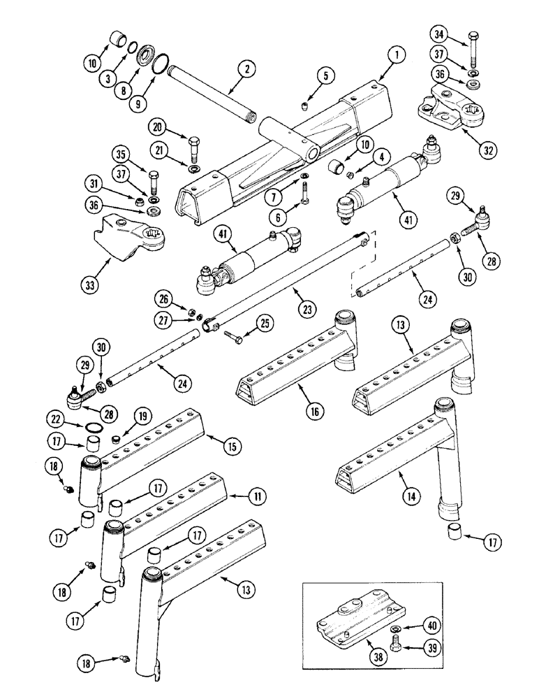 Схема запчастей Case IH 1394 - (5-150) - FRONT AXLE BEAM 56 TO 80 INCH, TWO-WHEEL DRIVE TRACTOR WITH POWER STEERING, P.I.N. 11503201 & AFTER (05) - STEERING
