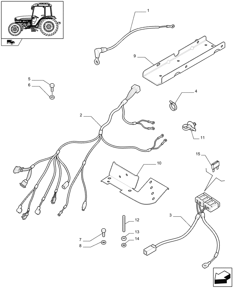 Схема запчастей Case IH FARMALL 95C - (1.75.4/01) - AUXILIARY CABLES LESS BATTERY ISOLATOR SWICTH (VAR.333004) (06) - ELECTRICAL SYSTEMS