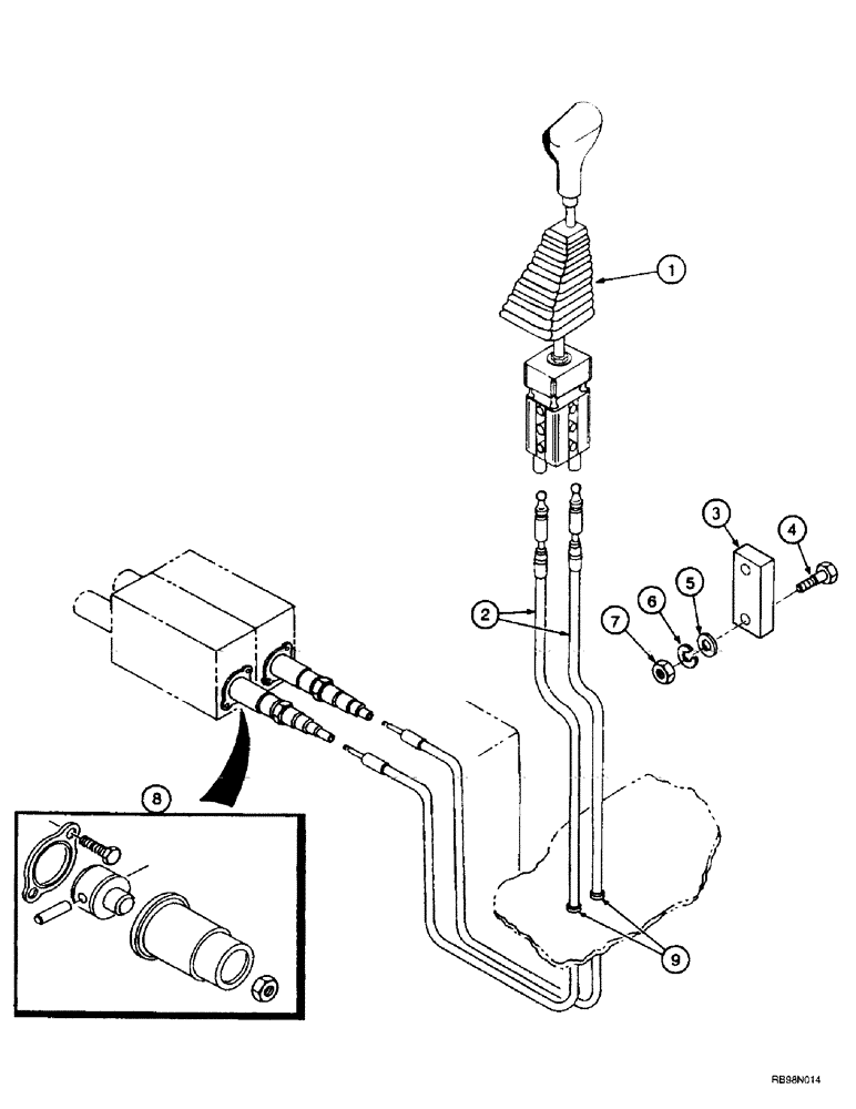 Схема запчастей Case IH L500 - (8-036) - HYDRAULIC CONTROLS - MOUNTING (2 FUNCTION MX80 - MX100C) (08) - HYDRAULICS