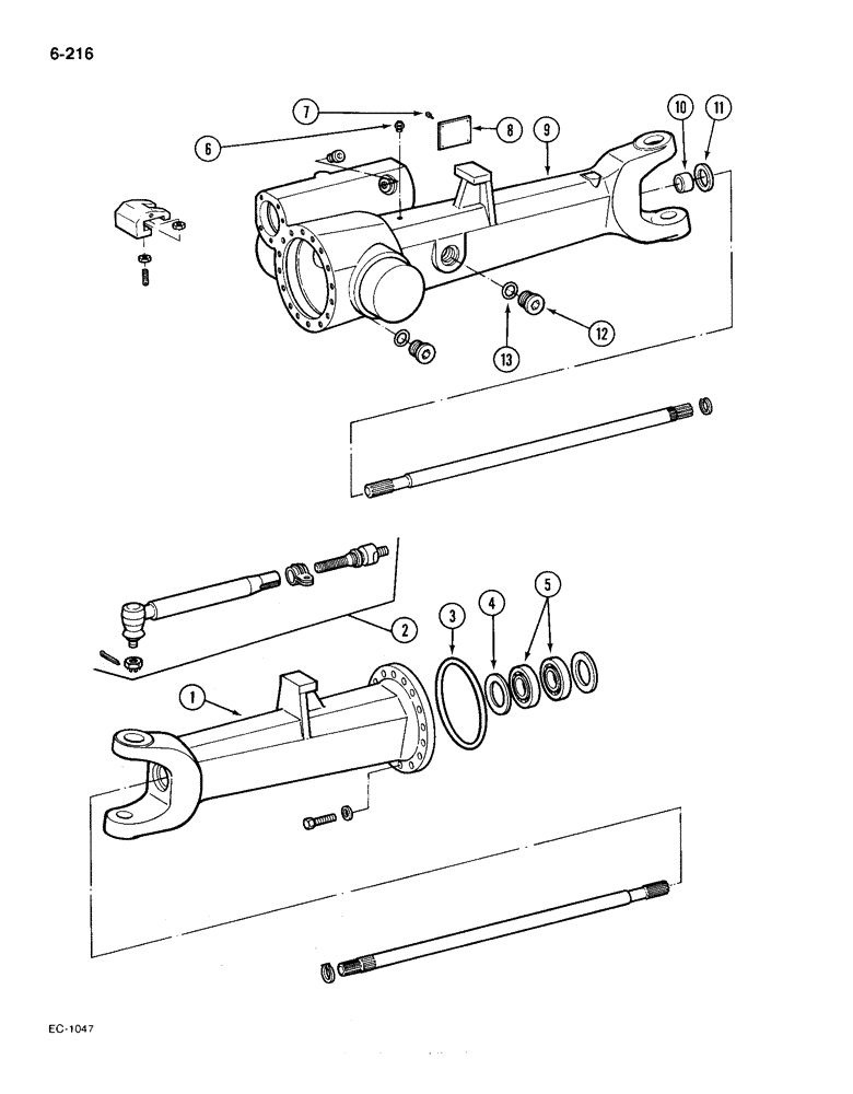 Схема запчастей Case IH 385 - (6-216) - AXLE HOUSING, 4 WHEEL DRIVE, MFD AXLES APL-330 AND APL-325, TRACTORS P.I.N. 18001 AND AFTER (06) - POWER TRAIN