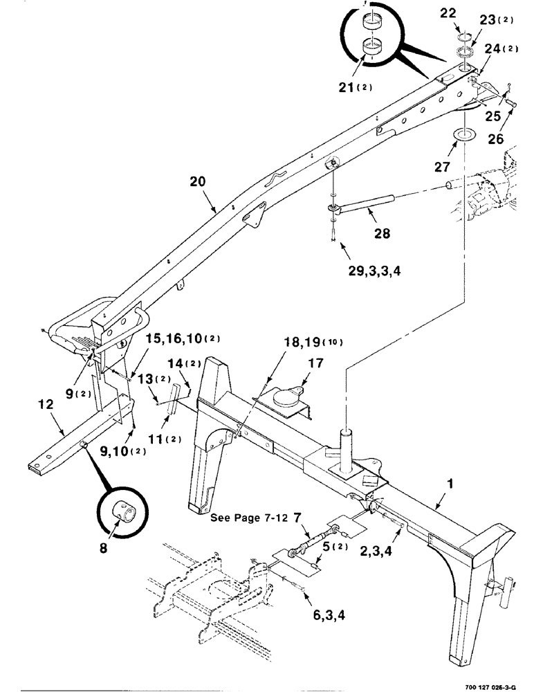 Схема запчастей Case IH 8312 - (7-10) - TONGUE AND FRAME ASSEMBLY, STANDARD (39) - FRAMES AND BALLASTING