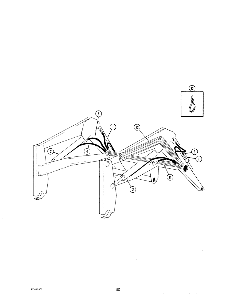 Схема запчастей Case IH L108 - (30) - BUCKET AND BOOM HYDRAULICS, L108 LOADER (08) - HYDRAULICS