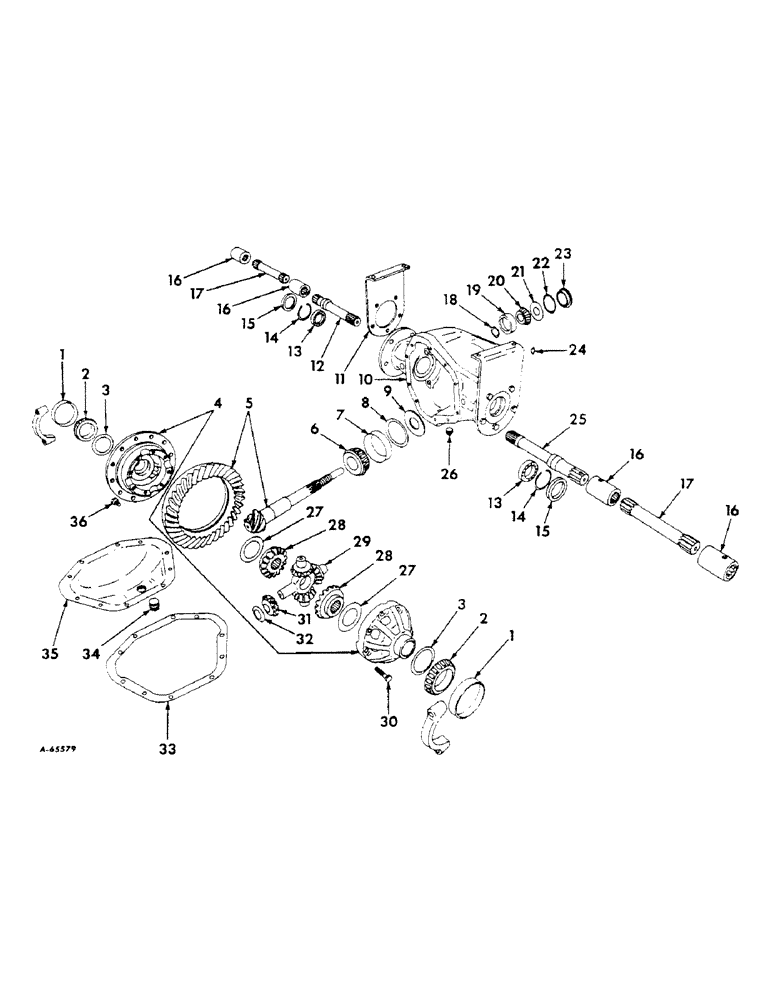 Схема запчастей Case IH 414 - (044) - DIFFERENTIAL (14) - MAIN GEARBOX & DRIVE