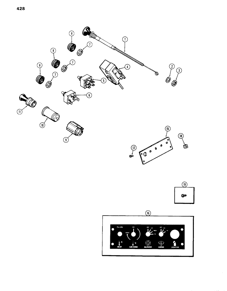 Схема запчастей Case IH 870 - (428) - CAB, CONTROLS AND PANEL, USED CAB SERIAL NUMBERS 7814176 TO 7821251 (09) - CHASSIS/ATTACHMENTS
