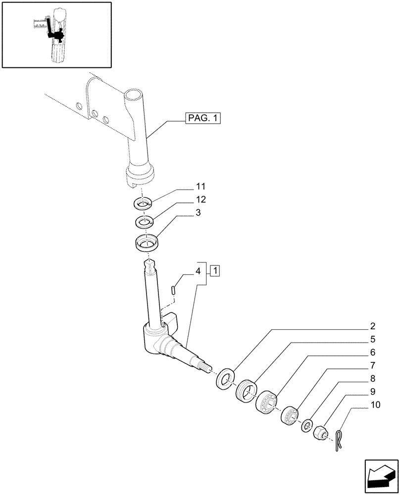 Схема запчастей Case IH JX70 - (1.41.0[02]) - 2WD FRONT AXLE - STEERING KNUCKLE (04) - FRONT AXLE & STEERING