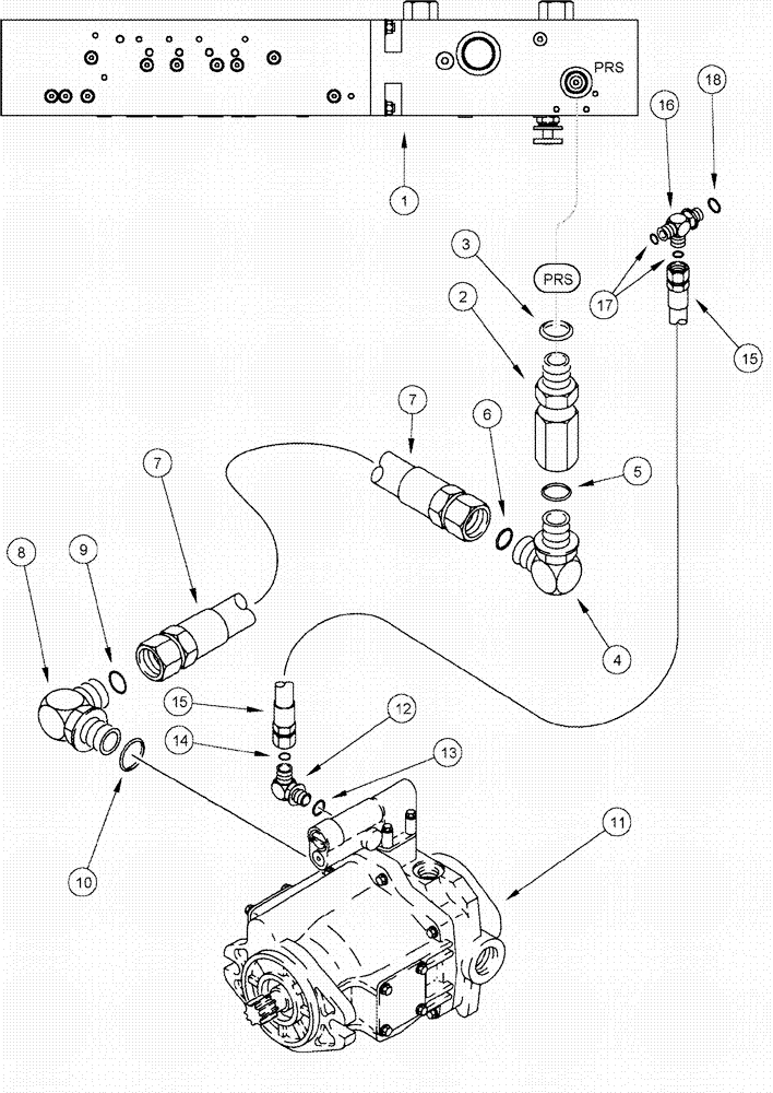 Схема запчастей Case IH 620 - (08-11) - MANIFOLD VALVE SUPPLY AND PRESSURE COMPENSATOR SYSTEM (07) - HYDRAULICS