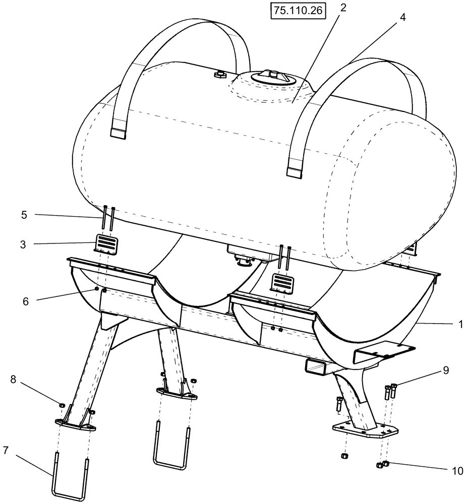 Схема запчастей Case IH 1250 - (75.110.08) - LIQUID FERTILIZER - TANK AND FRAME - 12 ROW, 400 GALLON TANK (75) - SOIL PREPARATION