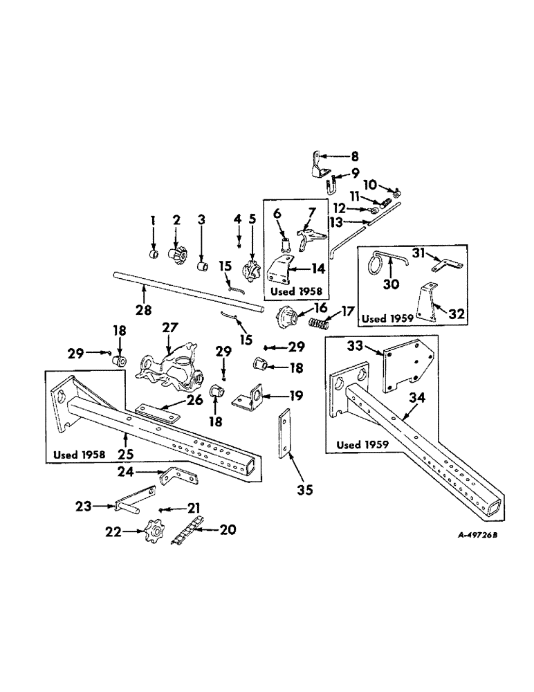 Схема запчастей Case IH 617 - (V-09) - HOPPER SUPPORT AND DRIVE 